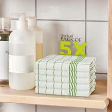 Bộ 1/5/8 khăn siêu thấm hút và mềm mại! Khăn lau bát đĩa bằng vải bông màu xanh lá cây, họa tiết kẻ ô vuông cổ điển được nhuộm sợi, lý tưởng để lau khô bát đĩa, lau tay, trang trí quầy bar và phòng ăn. - Nhiều kiểu dáng - Xem 3