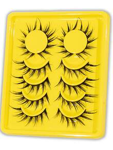 6对湿润狐狸眼假睫毛，动漫假睫毛，角色扮演假睫毛，戏剧性假睫毛，湿睫毛嫁接化妆工具 - 条状假睫毛 - 黑色 - 查看 4