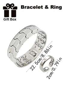 2件套复古时尚三排磁性手链戒指套装，适合日常佩戴，父亲节、母亲节礼盒装 - 銅色 - 查看 3