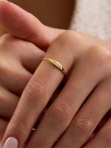 1pc Customizable Name Ring, Stackable Name Ring, Delicate Name Ring, Engraved Stackable Ring, Engraved Name Ring, Personalized Gift For Women, Mother's Day Gift - Multicolor - View 3