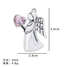 1pc/3pcs Crystal Heart Guardian Angel Blessing Card Silver-Plated Keychain Bag Charm, With Card For Girls - Multicolor - View 10