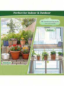 Hệ thống tưới nhỏ giọt năng lượng mặt trời chất lượng cao dành cho vườn - Nhiều chế độ hẹn giờ, bộ tưới cây tự động, hỗ trợ tối đa 10 chậu cây, có bộ điều khiển sạc năng lượng mặt trời và chỉ báo mực nước, thích hợp cho vườn trong nhà và ngoài trời, dung lượng pin 1500mAh. - A - Xem 7