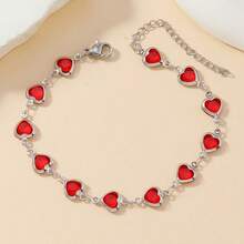 1条时尚心形不锈钢情侣手链，男女皆宜 - 多色 - 查看 1