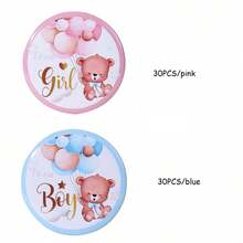 Conjunto de 10/20/30/60/100 broches de urso para revelação de gênero, emblemas para times de meninos ou meninas, ideais para jogos de festa, decoração, lembrancinhas de chá de bebê, broches para revelação de gênero, emblemas para times de meninos e emblemas para times de meninas. - Multicolorido - Ver 15