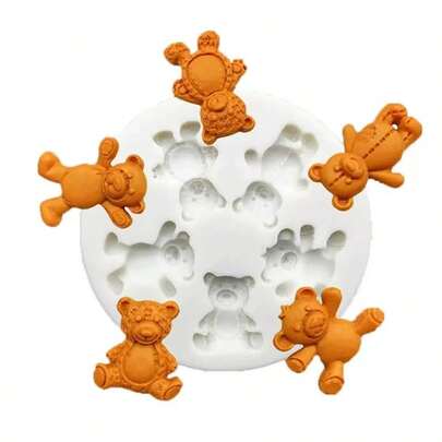 Cartoon Bear Shaped Silicone Mold, DIY Handmade Crystal Epoxy Resin Clay Candle Accessories, Multifunctional Mold For Home Decor