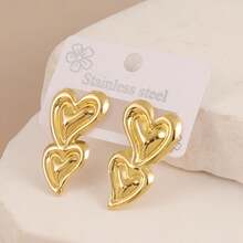 一对不锈钢条纹心形不对称几何耳环，时尚优雅，适合日常佩戴、派对、节日等场合，也是一份精美的珠宝礼物。 - 幾何耳環 - 查看 10