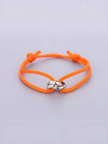 1pc Handmade Adjustable Stainless Steel Triple Circle Hollow Thin Bracelet, Unisex Couple Gift (Slight Color Difference May Exist Between Actual Product And Image Due To Lighting And Angle During Photography) - Silver - View 20