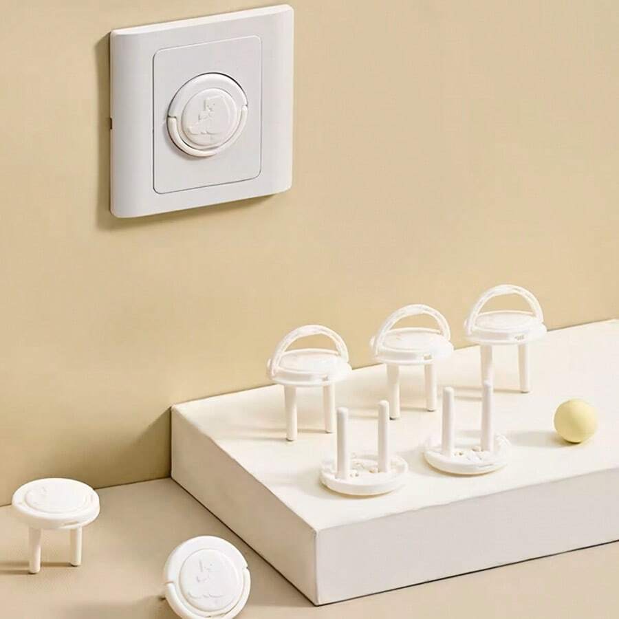 5/10/20pcs EU Standard Child Proof Electrical Outlet Covers, Designed To Prevent Electric Shock And Protect Sockets For Baby Safety - White - View 1