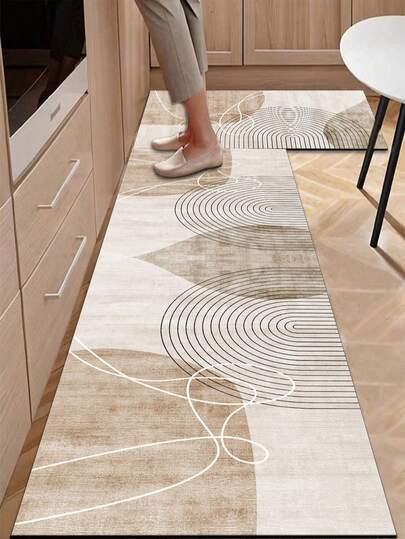 3.5mm Thick Soft Rubber Kitchen Mat, Patterned Rug, Fashionable Absorbent Kitchen Floor Mat, Can Be Trimmed To Fit Kitchen, Surface Fabric, Middle Foam Layer, Bottom Rubber Layer, Suitable For Kitchen Rugs, Home Decor, Bathroom, Entryway, Laundry Room, Hallway, Living Room