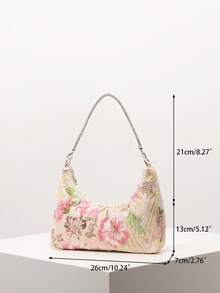 Tas Bahu Wanita Bordir Bunga Berkilau, Tas Tangan Wanita Elegan, Cocok untuk Acara Malam, Pesta, Pernikahan, Hadiah untuk Wanita (Pola Acak), Pengantin - MultiWarna - View 7