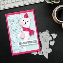 Creative Polar Bear Dies, DIY Scrapbooking Album And Embossing Stencil, Greeting Card Making Tool, Card Paper Cutting Crafts ,Gift Card Making Template Die Cuts. - Silver - View 3