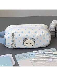 1pc Pink Cute Rabbit Design Large Capacity Stationery Bag, High-Quality Handheld Pencil Case, Essential Back To School Item For Girls - Pink - View 9