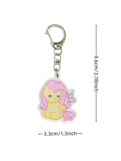 MY LITTLE PONY 2D平面小马宝莉卡通可爱亚克力迷你钥匙扣，精致小巧，可作包包、笔筒、车载杯饰等，趣味十足，是派对礼物、返校礼物、圣诞节礼物和节日礼物的完美之选，男女皆宜。