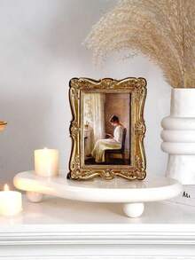 Marco de fotos vintage, marco decorativo con estilo antiguo y con paspartú, adecuado para fotos, marco de fotos con paspartú ornamentado, apto para escritorio o pared, colocación horizontal o vertical - Marco de fotos - Ver 4