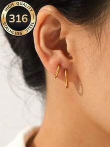 6件套简约低敏耳钉，优雅珠宝礼品，包含耳钉、耳环、小耳环、小耳环、耳堵耳环、扁平耳环 - 三種尺寸 - 查看 6