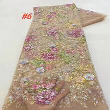 2026 High-Quality 3D Floral Embroidered Lace Fabric With African Sequins, Nigerian French Mesh Embroidered Fabric For Bridal Gown Sewing - A - View 2
