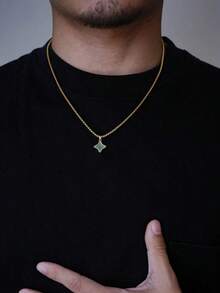 Jewelry Earrings Gold Rings Chicvue1pc 18K Gold Plated Stainless Steel Chain With Copper Plated Gold Star Pendant Necklace For Men, Simple & Versatile For Daily Wearst Patricks Day Women Gold Hoops - Bạc - Xem 3