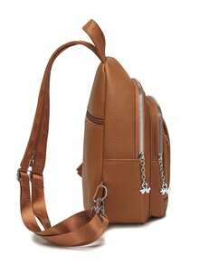 时尚多口袋软皮斜挎包，休闲商务胸包，多功能小背包 - 彩色 - 查看 4