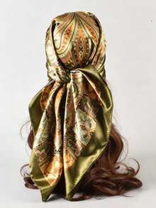 1pc Women's Paisley & Cashew Pattern Woven Printed Scarf, Fashion Headscarf, Suitable For Travel, Evening Party - Multicolor - View 1