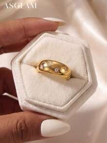 1pc Zirconia Inlaid Star Ring, 925 Sterling Silver Single Ring, Exquisite Jewelry, Birthday/Party Gift For Girls - Star - View 3