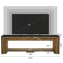 LITTLE TREE 70" TV Stand For 65/70/75-Inch TVs, Farmhouse Long Entertainment Center With Open Storage Shelves, Low Media Console, Wooden Television Stand For Living Room, Bedroom, Rustic Brown & Black - Rustic Brown & Black - 查看 2