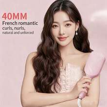 40毫米卷发棒/波浪卷发器 - 沙滩波浪卷发棒，深波浪卷发工具，陶瓷三筒设计，四档温度调节，女士适用，防烫伤，易于使用，非常适合作为母亲节礼物，完美的母亲节礼物，米色、粉色和紫色 - 彩色 - 查看 3