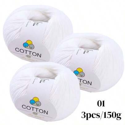 8-Ply 100% Cotton Yarn, 3 Balls*50g=150g, New Autumn/Winter Knitting Yarn, Suitable For Sweaters, Scarves, Winter Gloves, Also Applicable For Crocheting Christmas Series Gifts