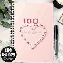 100-Page Romantic Heart Pattern Spiral Notebook, Pink Warm Cover Printed "100 Citas Juntos", Suitable For Work Records, Study Notes, Daily Plans, Also A Thoughtful Gift For Graduation, Birthday And Other Occasions, Suitable For Diary Writing And Memo - A - View 7