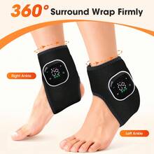 Hailicare 电动踝关节按摩器，3种振动模式，5档加热，24个LED红灯，液晶显示屏，USB充电式踝关节护具，缓解疼痛 - 黑色 - 查看 7