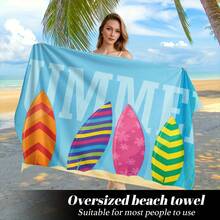 1pc Beach Towel, Colorful Surfboard Pattern, Lightweight Super Soft Microfiber, Sand-Proof And Quick-Drying, Multiple Styles And Sizes Available, Ideal For Travel, Summer Beach Fun, And Pool Side, Essential Camping Towel - A - View 3