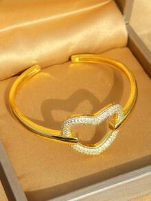 18K Gold Plated Stainless Steel Elegant And Sparkling Zirconia Women's Bracelet Suitable For Daily Wear, Party Accessories - Multicolor - View 8
