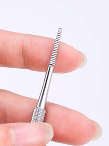 1支不锈钢双头指甲锉，银色，可拔除嵌甲、趾甲污垢，多功能指甲笔，专业修脚工具，美容锉刀 - 銀色 - 查看 4