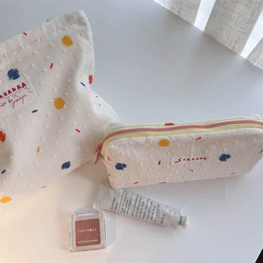 新款ins风夏季糖果豆帆布铅笔盒，大容量背包，清新手提包，大学生书包 - 糖豆帆布筆袋 - 查看 1