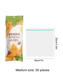 15/20/30/65件套加厚双层密封食品保鲜袋，透明塑料密封袋，适用于谷物、肉类、水果和蔬菜，冰箱冷冻袋，高密度可重复使用袋，厨房用品 - 查看 9