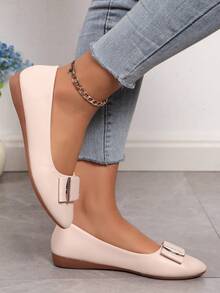 女士舒适轻便平底套脚鞋 - 米色 - 查看 1