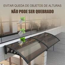 Toldo de Policarbonato para Porta e Janela Preto ou Branco 60x120 60x160 60x200 Cobertura Anti UV Proteção Contra Sol e Chuva Estrutura Reforçada Plástico-Aço Resistente Winda - Branco - Visão 9