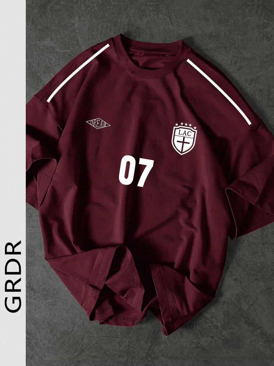 GRDR 男士夏季时尚数字图案印花短袖T恤，适合日常通勤和运动