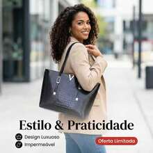 Women's Large Croco Tote Bag 38x10x30cm Elegant Shoulder Bag Spacious Luxury Modern Casual Chic Structured Bag For Work, College, Everyday Use Fashion - 灰色 - 查看 5