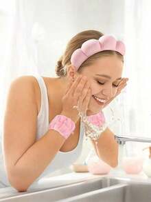 6pcs Luxury Super Soft Fiber SPA Headband And Wristband Set, Facial Wash Headband, Makeup Headband, Skincare Headband, Velvet Fluffy Sponge Headband, Soft Absorbent Towel Cloth Scrunchie, Suitable For Skincare, Makeup Removal, Bathing, For Women - Nhiều màu 5 - Xem 5