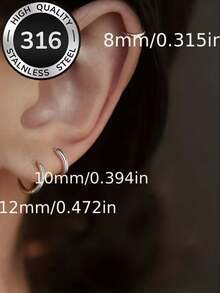 6件套简约低敏耳钉，优雅珠宝礼品，包含耳钉、耳环、小耳环、小耳环、耳堵耳环、扁平耳环 - 三種尺寸 - 查看 2