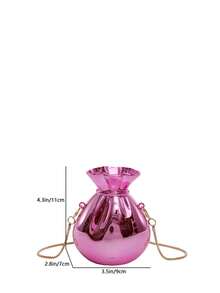 1pc Gold Color Clutch Bag, Women Mini Purse, Vase Shaped Coin Pouch, Gold Wallet, Gold High Heel Decor, Valentine's Day Gift, Earphone Shaped Crossbody Bag, Chain Strap Shoulder Bag, Unique Evening Clutch - 粉色 - 查看 7