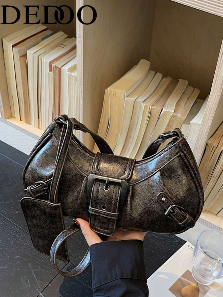 Dedoo 1 chiếc túi đeo vai và đeo chéo kiểu dáng hộp vuông cổ điển thời trang Y2K Gothic trang trí đinh tán, phù hợp sử dụng hàng ngày, thiết kế độc đáo, phong cách Steampunk, Gothic, phong cách đường phố cá tính, lý tưởng cho các lễ hội âm nhạc, buổi hòa nhạc, phong cách rock dành cho phụ nữ.