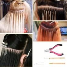 Bộ dụng cụ nối tóc 200 hạt cườm nhỏ màu đen, nâu đậm, nâu nhạt, vàng, 1 kìm bấm hạt cườm, 1 kim móc. - Xem 8
