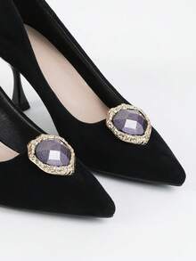 Detachable Metal Rhinestone Shoe Buckle, Versatile Shoe Decoration Accessory - Gold - View 4
