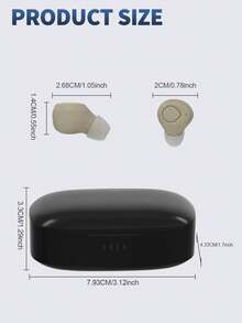 2个可充电迷你助听器耳机，带充电盒、USB电源、聚合物锂离子电池、增强音频、清晰通话、卡其色。 - 查看 4