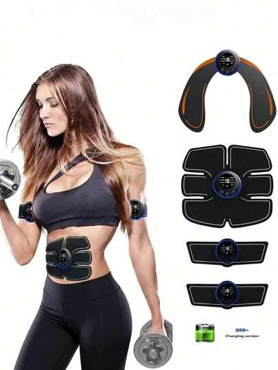 AXH. Estimulador recargable de ABS, dispositivo de entrenamiento muscular, equipo de masaje de estimulación muscular EMS, adecuado para hombres y mujeres para ajustar el abdomen, glúteos y muslos