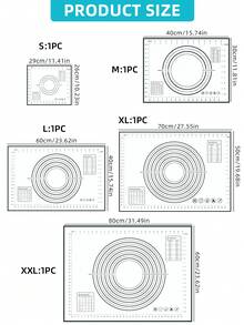 1 件装黑色硅胶揉面垫，带刻度，超大不粘糕点垫，防滑擀面垫，适用于厨房烘焙 - 黑色 - 查看 2