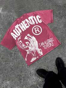 Graphic Tee Man,Top230gWashed,IAmAllergicToPeoplePrintedT-Shirts,High-QualityBatikCottonVintageFashionBrandT-Shirts,Men'sT-Shirts,SummerT-Shirts,HolidayGifts,PerfectGifts.PrintY2KCrewNeckTShirtForWomen,Holiday,Vacation,Spring,Festival - 玫紅色 - 查看 7