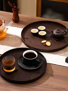 2个/1个 11.8英寸木纹圆形托盘，适用于盛放食物、零食、饮料、寿司、牛排、披萨、甜点、蛋糕、面包、早餐、咖啡、茶、熟食拼盘、宴客餐盘、春节、情人节等场合 - 彩色 - 查看 2