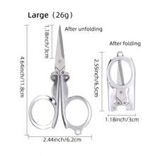 1pc Portable Foldable Scissors, Suitable For Home, Office, Travel, Outdoor Camping, Fishing, Mini Compact Folding Scissors - Silver - View 11